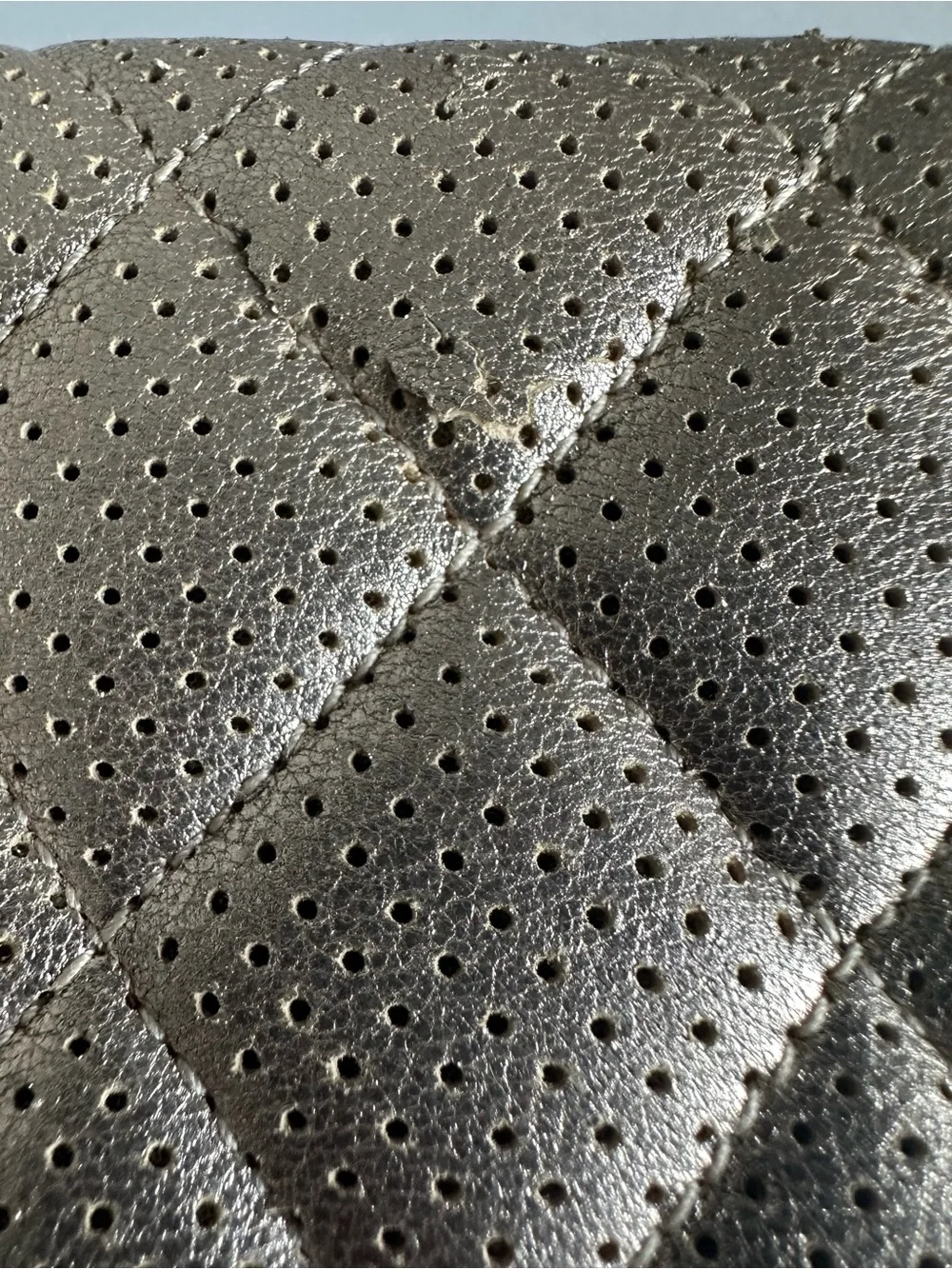 CHANEL Metallic Champagne Perforated Quilted Long Wallet + Unbranded WOC Kit
